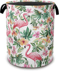 Pink Flamingo Laundry Basket, Floral Plam Collapsible Laundry Baskets by Unknown