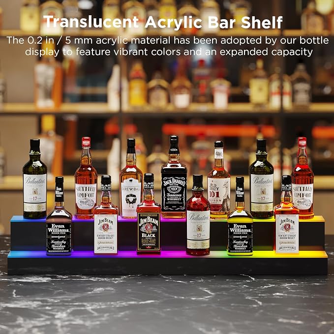 Dethan 2 Tier 48 Inch LED Lighted Liquor Bottle Display Shelf - Image 3