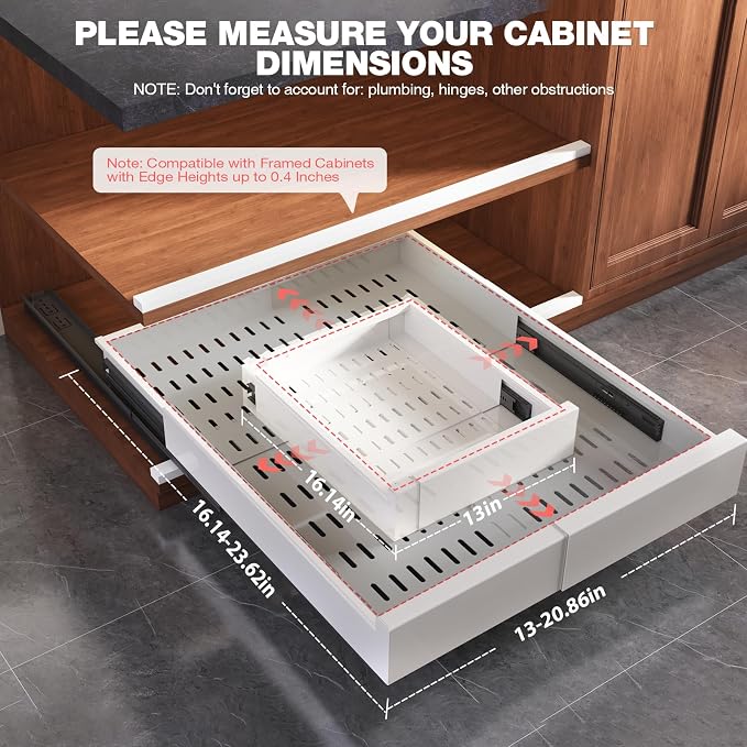 2 Pack Pull Out Cabinet Organizer Expandable Width and Depth, Slide Out Drawers - Image 5