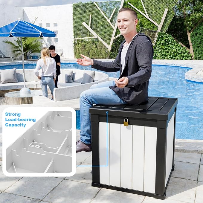 50 GallonOutdoor Storage Box, Resin Deck Boxes Waterproof, IndoorOutdoor Bin - Image 5
