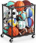 TomCare Garage Ball Rolling Storage Rack Large Capacity Basketball Holder by TomCare