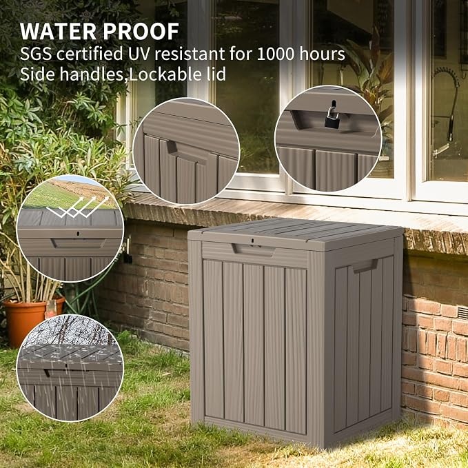 28 Gallon Waterproof Resin Deck Box, Lockable Outdoor Storage Box - Image 2