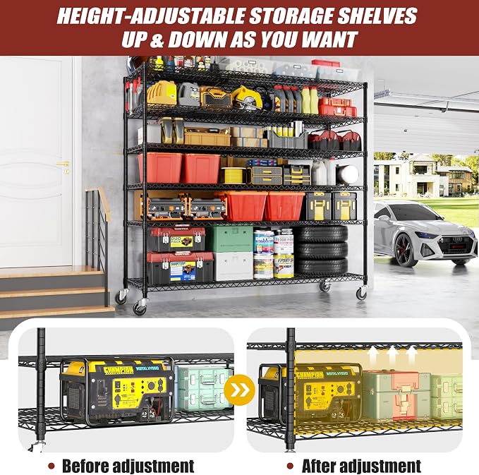 PrimeZone 6 Tier 80.7"H x 55.5"W x 24"D Wire Shelving - Image 5