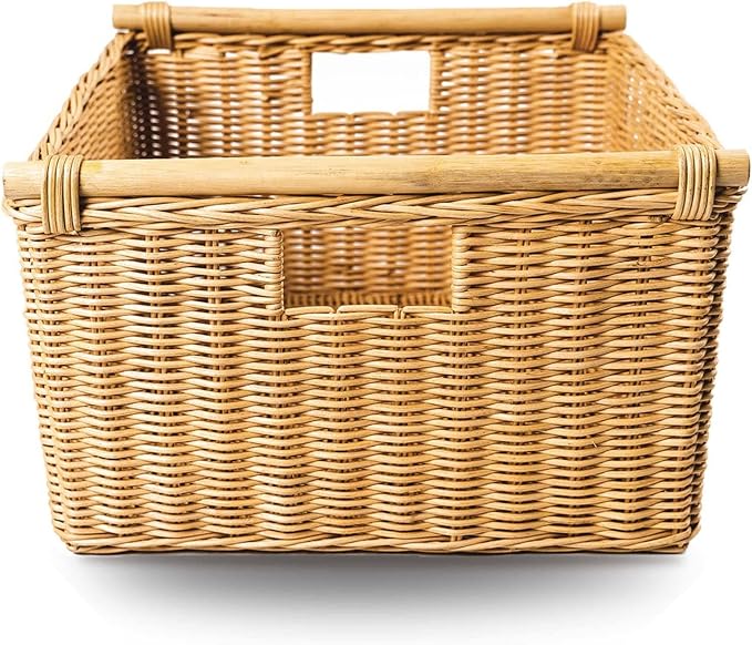The Basket Lady Deep Pole Handle Wicker Storage Basket, Extra Large, 17.5 in L - Image 3