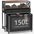 Laundry Hamper 3 Section, 150L Rolling Laundry Sorter Basket by Ollieroo