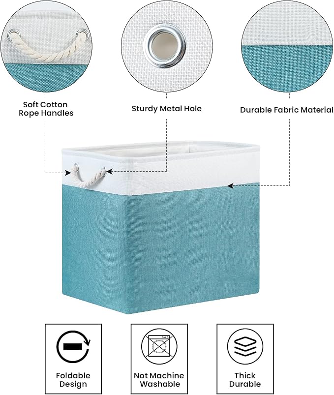 Bidtakay Storage Baskets Extra Large 17x12x15 In Teal Blue Nursery Toy Baskets - Image 7