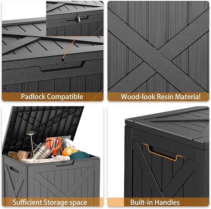32 Gallon Outdoor Deck Box, Storage Lockable Waterproof Patio Furniture - Image 6