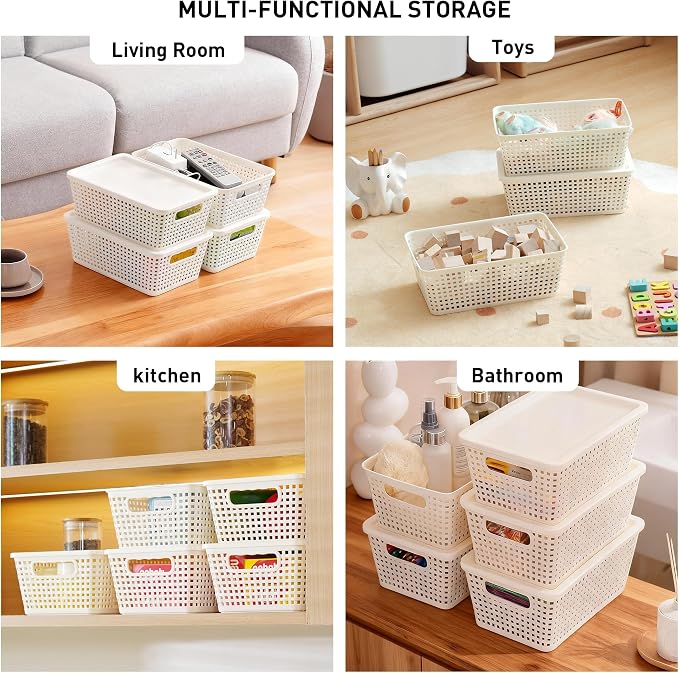 Plastic Storage Baskets With Lid, Storage Bins - Image 5
