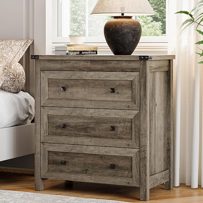 Dresser for Bedroom with 3 Drawers, Small Chests of Drawers, 27.55" Wide by Xixini