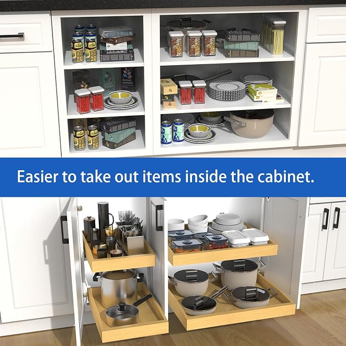 Wooden Pull out Cabinet Organizer 18" W x 21" D x 4.3" H, Heavy Duty Slide Out - Image 5
