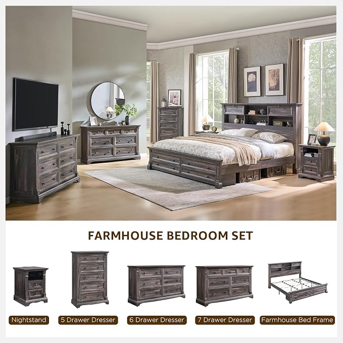 T4TREAM Farmhouse 7 Drawers Dresser - Image 6