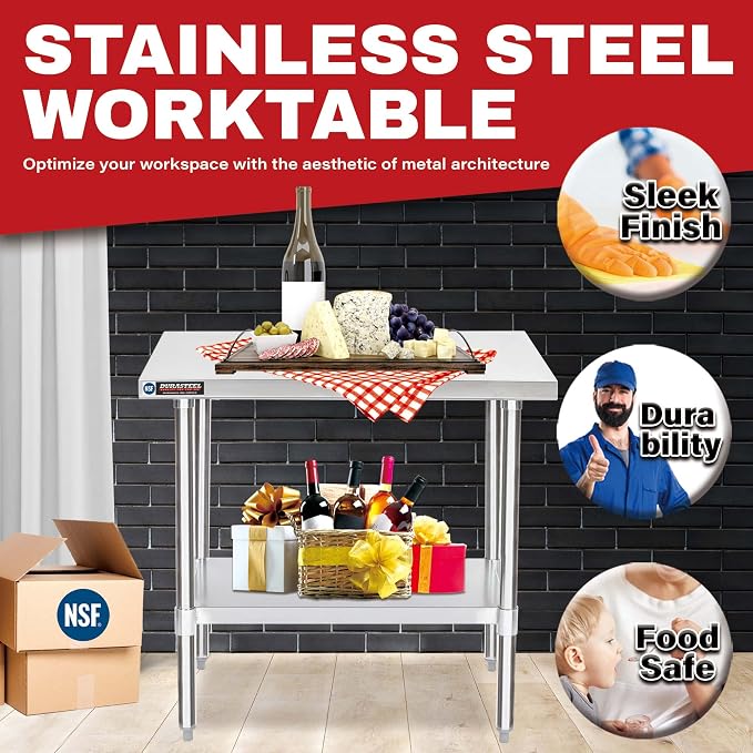 DuraSteel 24x36 Stainless Steel Work Table - Image 2