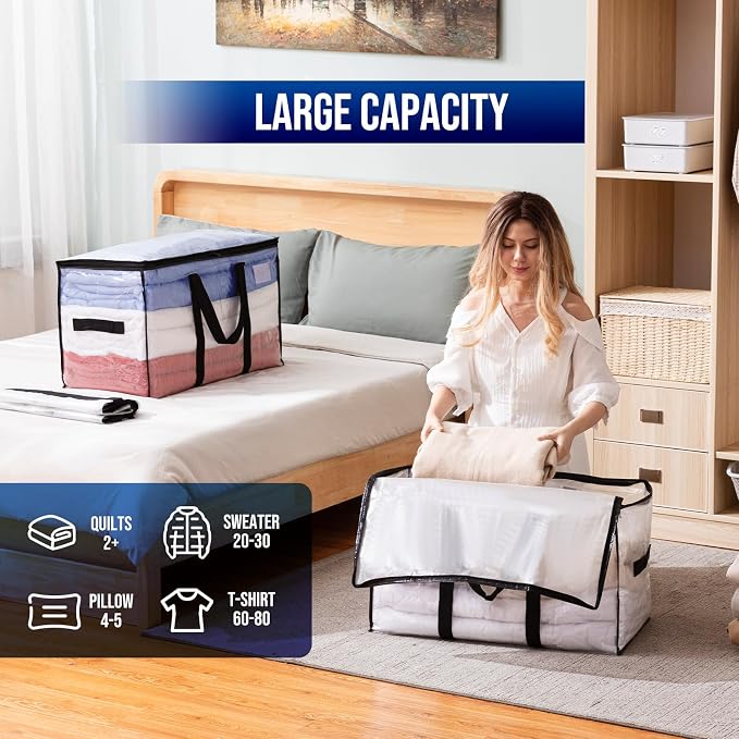 TAILI Extra Large Moving Bags, 4 Pack Clear Heavy Duty Totes - Image 4