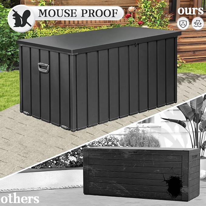 Domi 190 Gallon Deck Box, Metal Outdoor Storage Box - Image 3