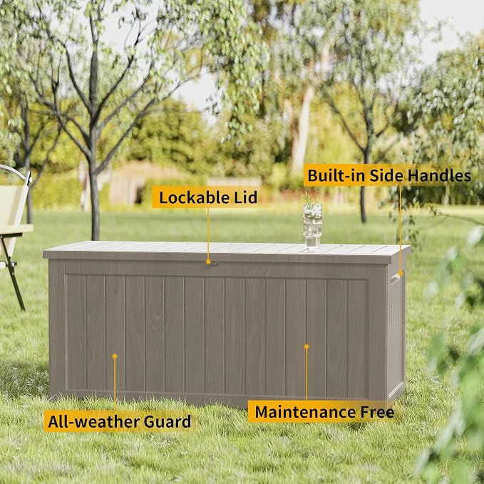 270 Gallon Resin Deck Box, Waterproof Outdoor Storage Box - Image 8