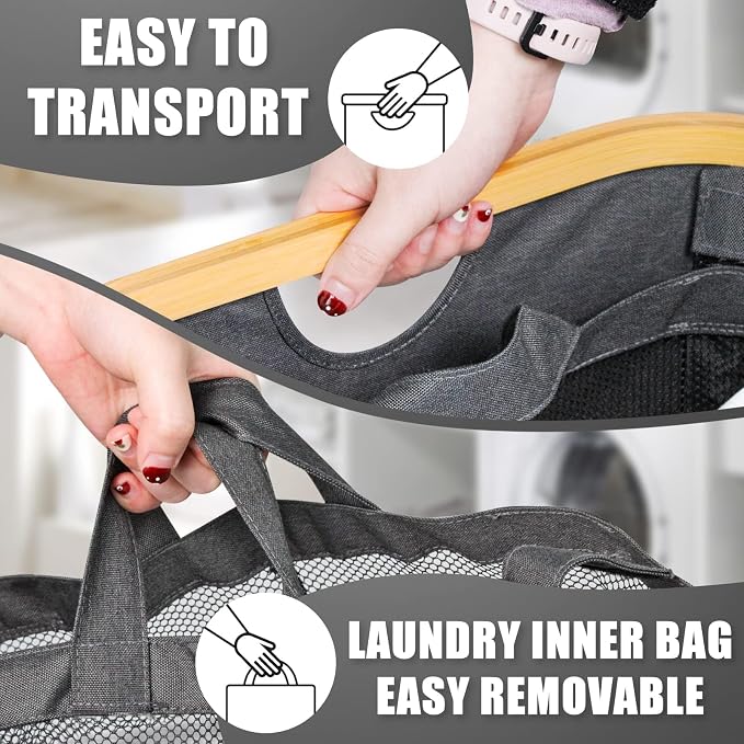Laundry Hamper with Lid, 145L Extra Large Hamper 3 Section Dirty Clothes Hampers - Image 6