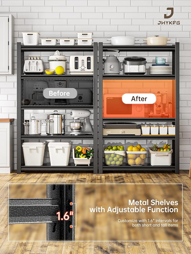 JHYKHG 48" W Storage Shelves, 5-Tier Heavy Duty Garage Shelving, Adjustable - Image 6
