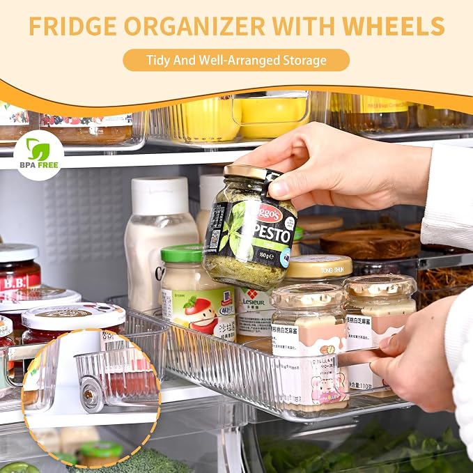 Refrigerator Organizers and Storage 2pcs Rolling Storage Bins Fridge Organizer - Image 2