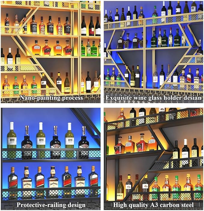 63in Metal Wine Rack Wall Mounted, Modern Wine Storage Rack Wall Mounted - Image 5