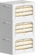FHSQX 3 Pack Clothes Storage Bins Foldable Metal Frame Storage Box Stackable by FHSQX