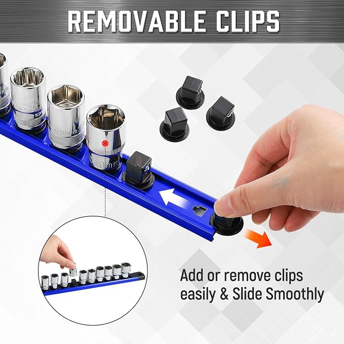 ALOANES 3-Piece Magnetic Socket Organizer, Heavy Duty Aluminum Socket Rails - Image 5