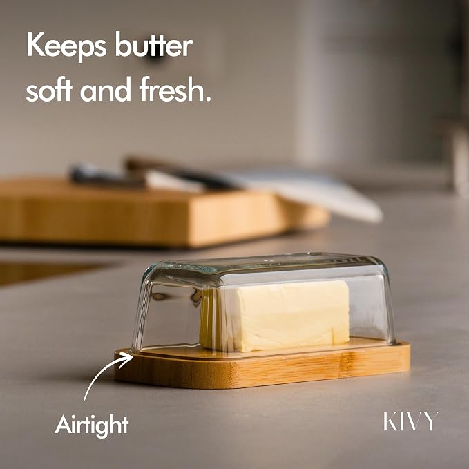 KIVY Glass butter dish with airtight lid that keeps butter soft - Image 2