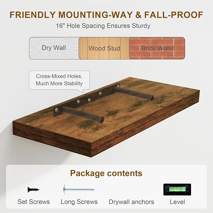 Floating Shelves, 8 Inch Deep Floating Shelves, Rustic Wood Floating Shelf - Image 7