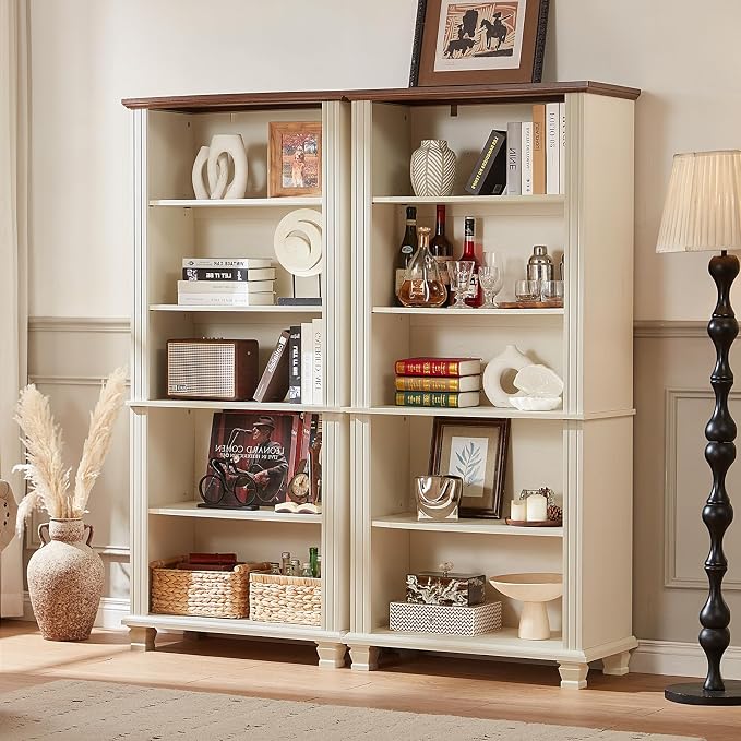 70" Tall White Bookshelf, 5 Tier Wood Book Shelf - Image 4