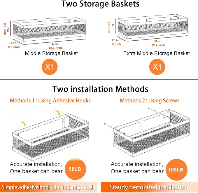 PUSDON Hanging Storage Baskets Organizer Wall Mount, Metal Wire Storage Bin Rack - Image 3