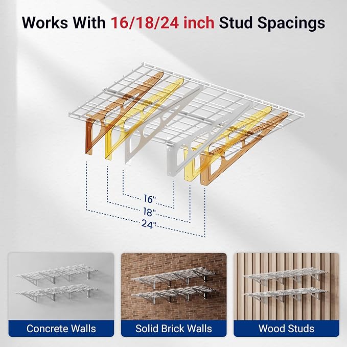 FLEXIMOUNTS 2-Pack 2x6ft 24-inch-by-72-inch Wall Shelf Garage Storage Rack - Image 5