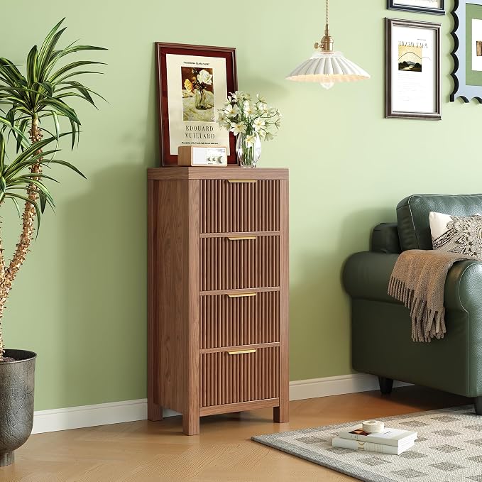 Mid-Century Fluted 8 Drawers Dresser, Modern Wooden Tall Dresser - Image 7