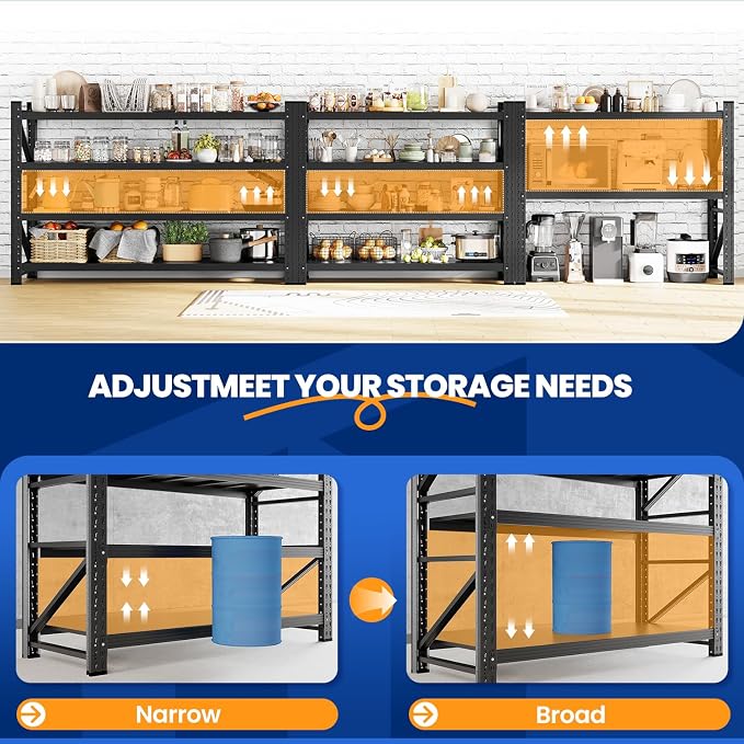 MIIIKO 68" W Storage Shelves, 7500LBS Metal Garage Storage Shelving, Heavy Duty - Image 6