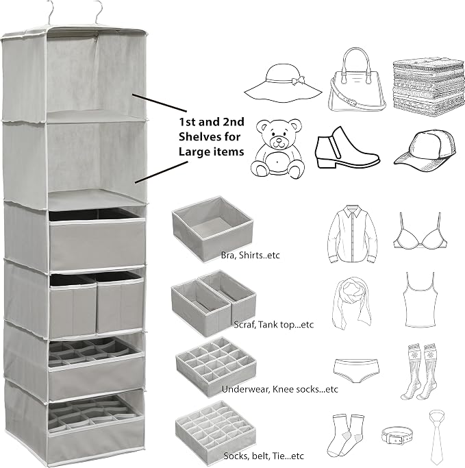Simple Houseware 6 Shelf Hanging Closet Organizer - Image 2
