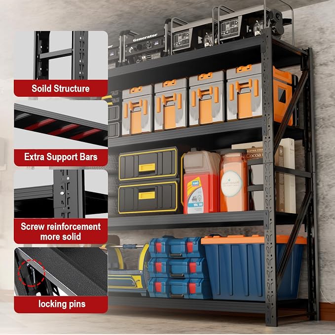 3000LBS Garage Shelving Heavy Duty, 79” H Storage Shelves, 4-Tier Adjustable - Image 5