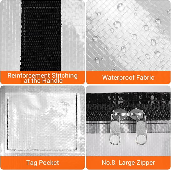 BlissTotes 8-Pack Heavy Duty Extra Large Clear Moving Bags - Image 3