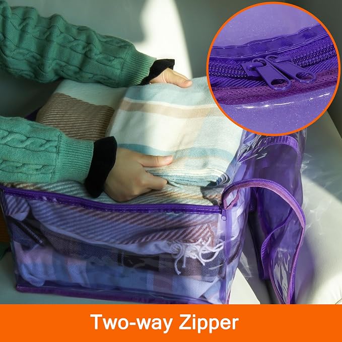 Vieshful Purple 40L Clear Clothes Storage Bag Colorful Clothes Organizer - Image 5