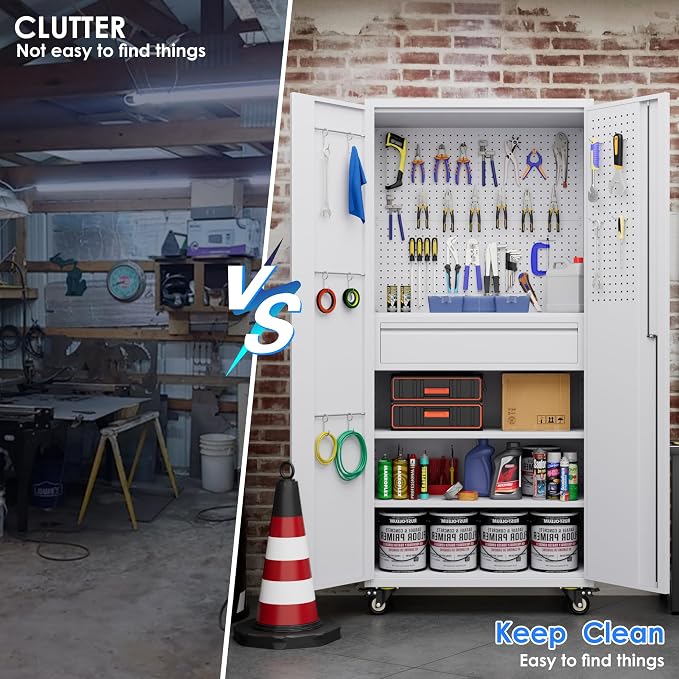 Metal Garage Cabinet with Wheels, Office Assembly Required - Image 5