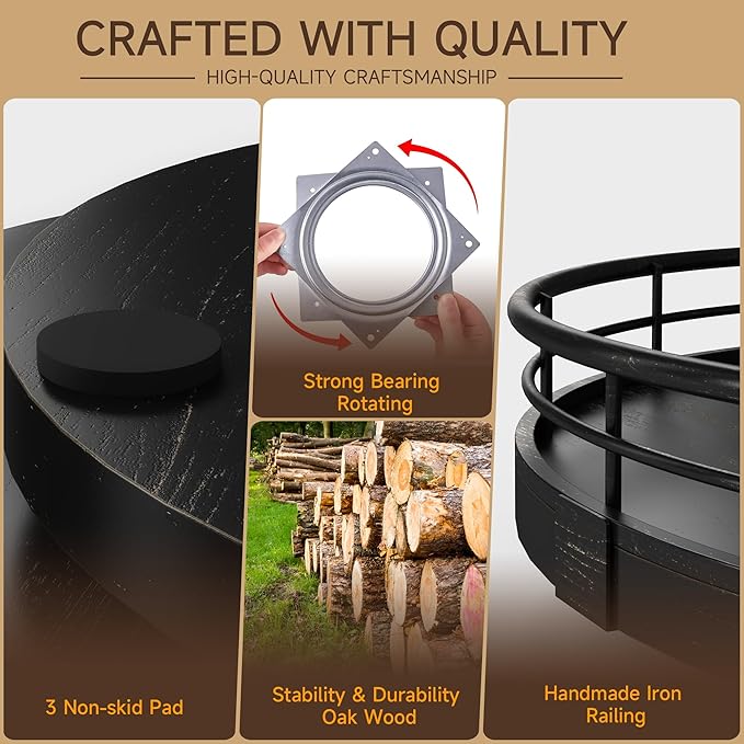 12" Oak Bathroom Vanity Tray Turntable - Image 4