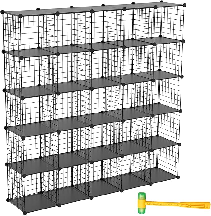 TUMUCUTE Wire Cube Storage Organizer, 25-Cube Metal Storage Shelves Bookshelf by Worththetrustofeverycusto