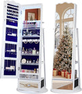 Full-Length Mirror Jewelry Cabinet Standing, 360° Swivel Jewelry Armoire by TAGELIER