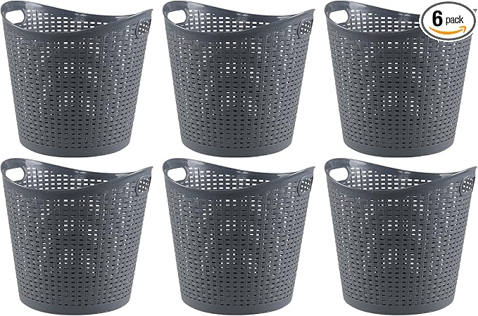 Kiddream 6 Pack Plastic Laundry Clothes Hamper Baskets, Large Storage Baskets by Kiddream