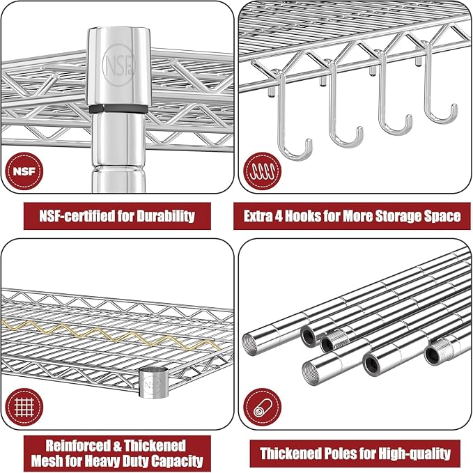 PrimeZone 5 Tier 48" Wx24''Dx81''H Wire Shelving - Image 6