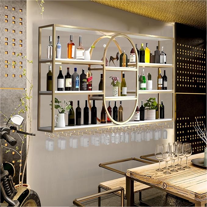 Large Wall Mount Wine Rack, Metal 4 Tier Large Capacity Hanging Bar Rack - Image 9