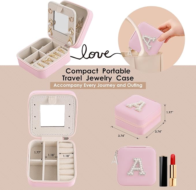 Initial Jewelry Box, Travel Jewelry Case, Gift - Image 4