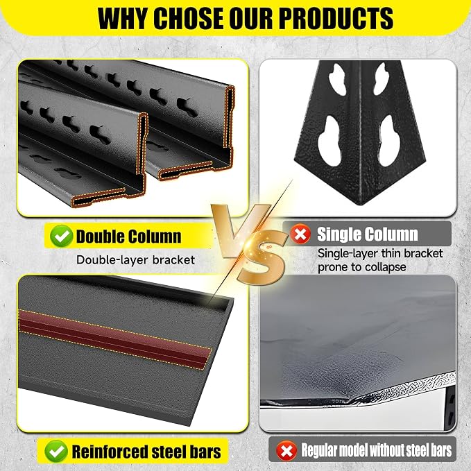 Storage Shelves, Garage Metal Shelving Unit, Adjustable, Double-Layer Column - Image 5