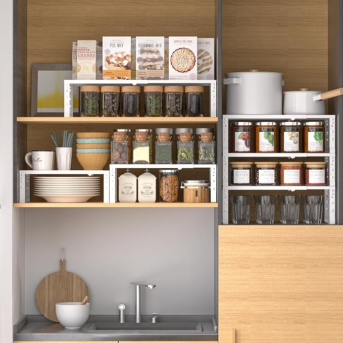 Expandable, Adjustable & Stackable Spice Rack, Cabinet Kitchen Countertop Shelf - Image 6