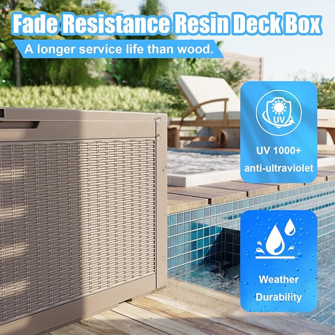 100 Gallon Deck Box, Resin Outdoor Storage Box - Image 6