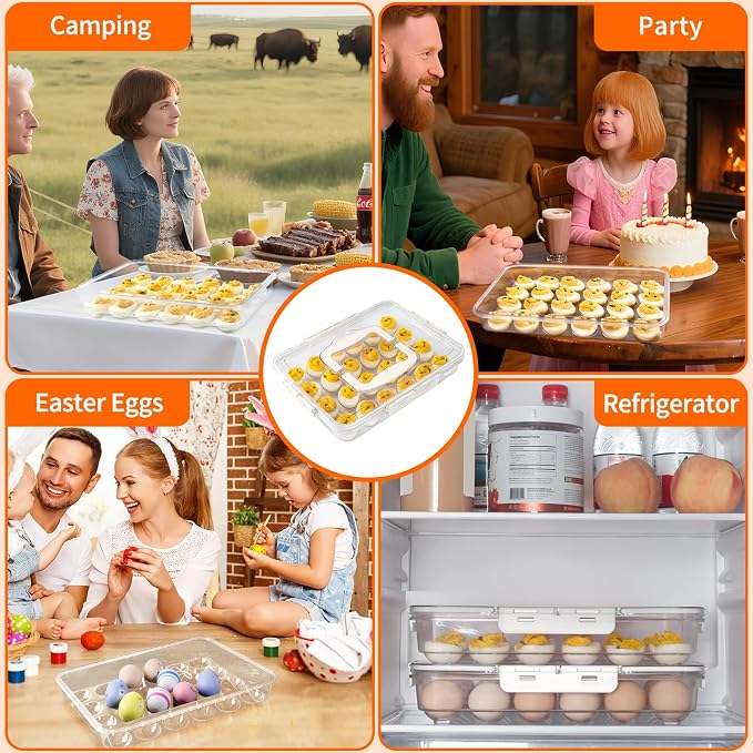 Deviled Egg Containers with Lid and Handle, Durable Clear Plastic Deviled Egg - Image 9