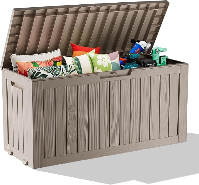 80 Gallon Waterproof Resin Deck Box, UV Resistant Outdoor Storage by KFY