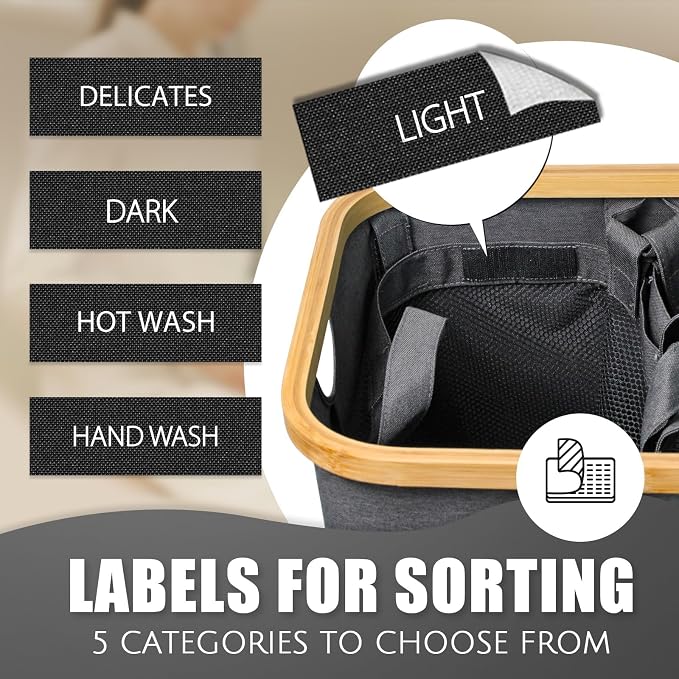 Laundry Hamper with Lid, 145L Extra Large Hamper 3 Section Dirty Clothes Hampers - Image 5